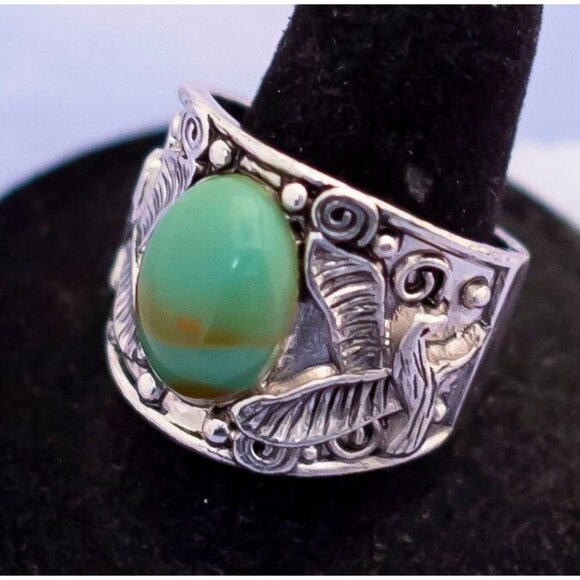 Vintage Edwardian Chrysoprase Ring - S13 - Picture 2 of 3